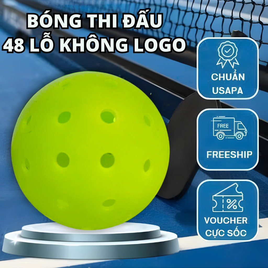 Bóng Pickleball 48 lỗ với độ cứng và đàn hồi bóng cao tạo cảm giác phản xạ bóng nhanh cho người chơi