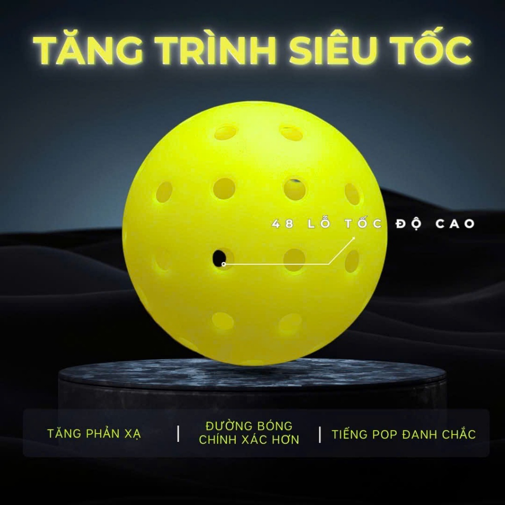 Bóng Pickleball 48 lỗ với độ cứng và đàn hồi bóng cao tạo cảm giác phản xạ bóng nhanh cho người chơi