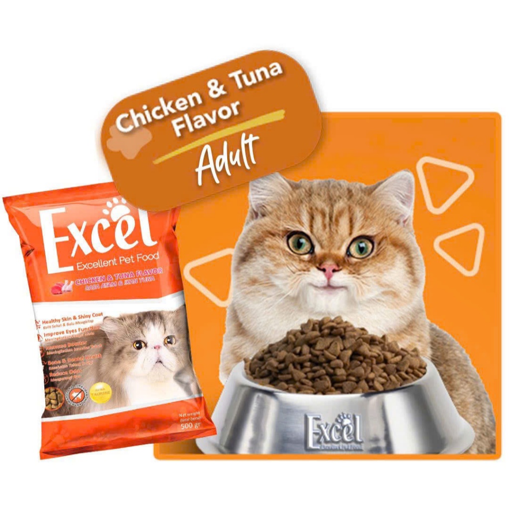 Hạt Cho Mèo Excel 500g Bổ Sung Taurine, Omega 3-6, Dưỡng Lông, Dễ Tiêu Hóa Cho Mèo Lớn
