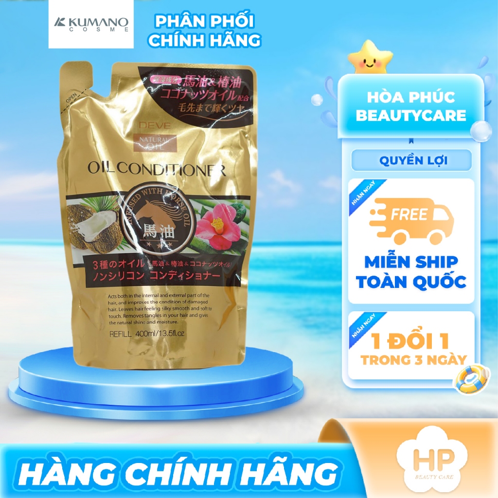 Dầu Xả Tóc Giúp Tóc Bóng Mượt Chiết Xuất Tinh Dầu Ngựa Deve Natural Oil Conditioner (Túi 400ml)