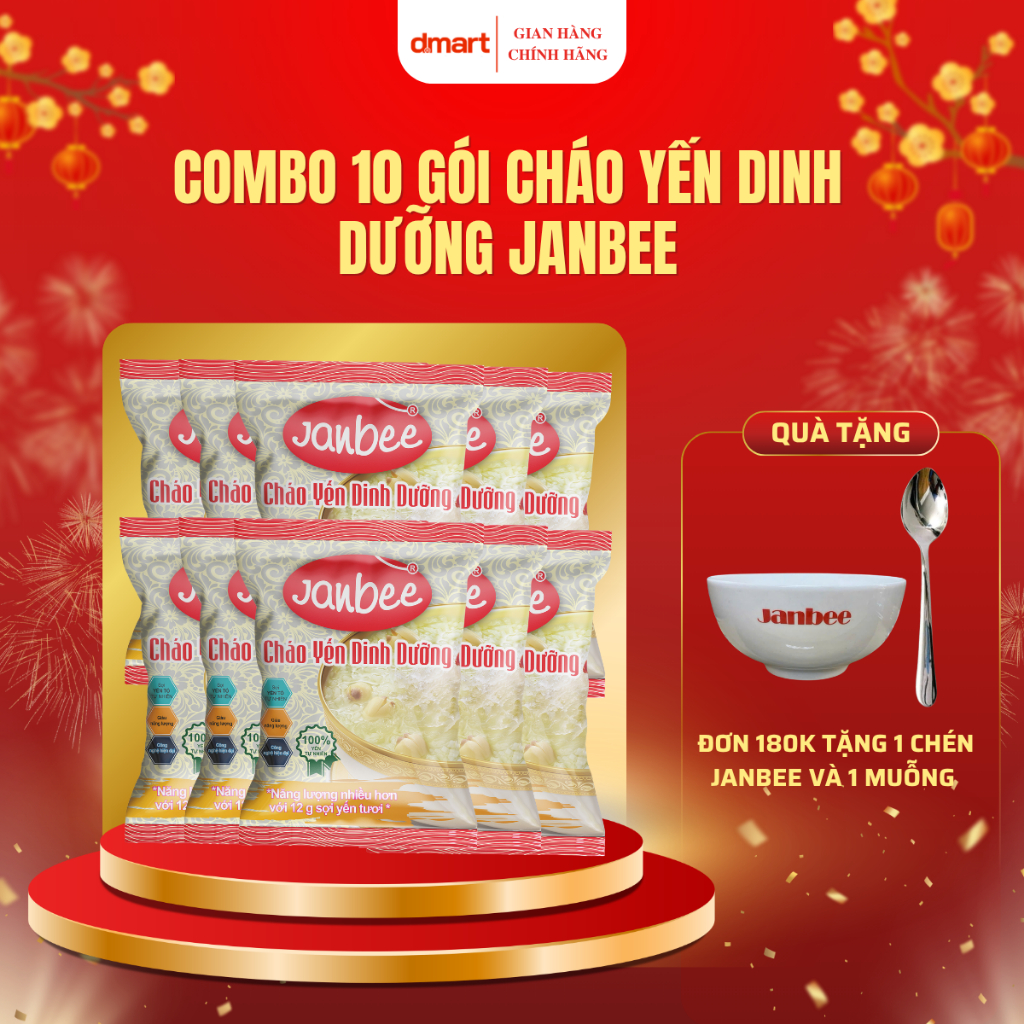 COMBO 10 Gói Cháo Yến Dinh Dưỡng Janbee - Sợi Yến Tươi, Bổ Dưỡng, Tiện ...