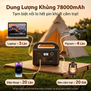 Trạm Sạc Dự Phòng Di Động 3B 45000mAh 150W Cắm Điện 220V AC - Pin Dự Phòng Cắm Trại, Đèn LED, Cứu Cánh Mất Điện