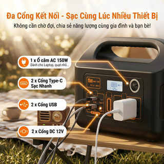 Trạm Sạc Dự Phòng Di Động 3B 45000mAh 150W Cắm Điện 220V AC - Pin Dự Phòng Cắm Trại, Đèn LED, Cứu Cánh Mất Điện