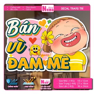 Decal Trang Trí Bán Vì Đam Mê, Tranh Dán Quán Nước, Quán Ăn, Dán Tường, Tủ, Kính, Xe Đẩy - Sticker Chịu Được Mưa Nắng.