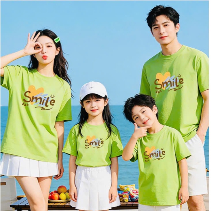 Áo Gia Đình 3/4/5 Người Mẫu Smile Nhiều Màu Phong Cách Sang Trọng Vải Thun Cotton Dày Mềm Mịn Đủ Size Cực Yêu