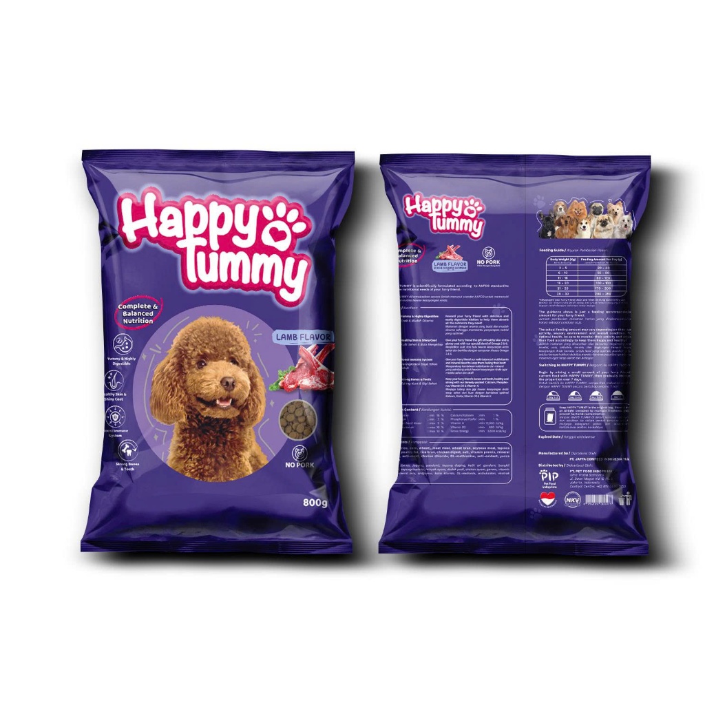 Hạt Cho Chó Happy Tummy 800g Giàu Dinh Dưỡng, Dễ Tiêu Hóa Giảm Mùi Hôi Phân, Tăng Cường Cơ Bắp