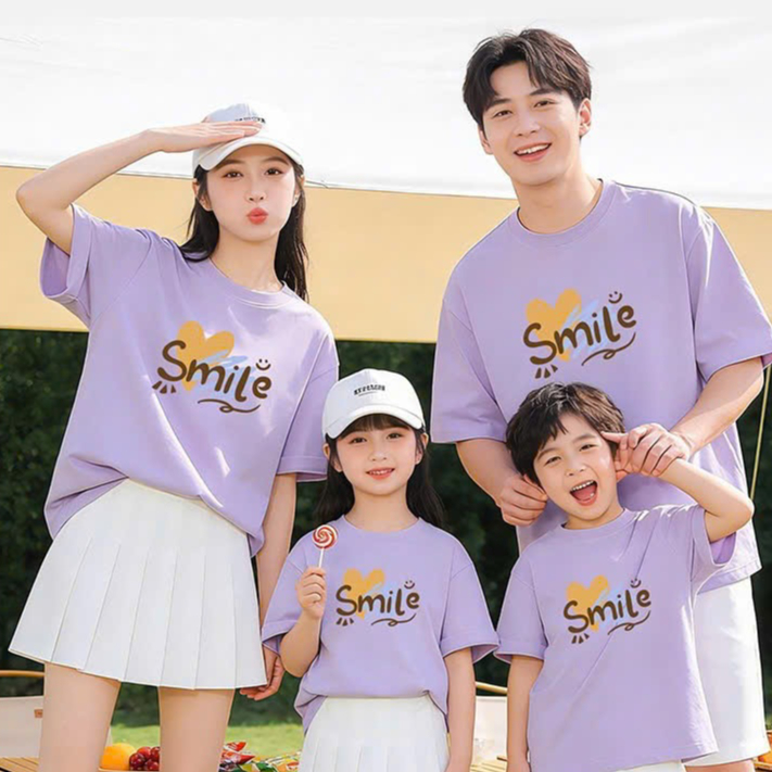 Áo Gia Đình 3/4/5 Người Mẫu Smile Nhiều Màu Phong Cách Sang Trọng Vải Thun Cotton Dày Mềm Mịn Đủ Size Cực Yêu