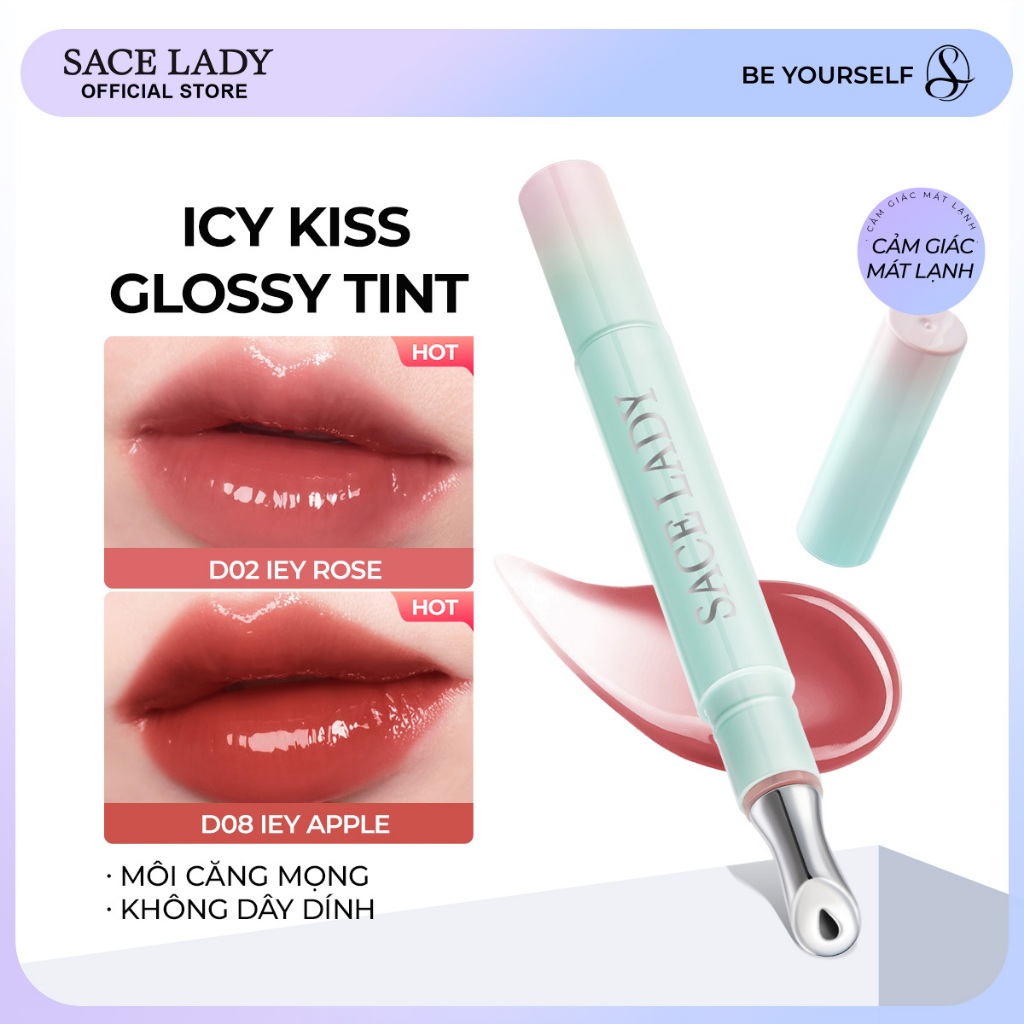 Son Tint Bóng SACE LADY không dính màu bóng lâu trôi không dính Son Elsa 1.8g