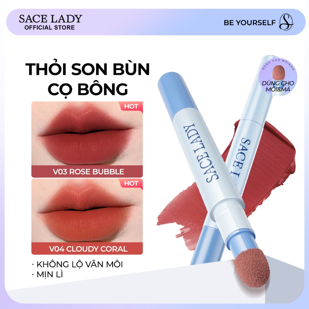 Son Kem Lì SACE LADY Mềm Mịn Sắc Tố Cao Kết Son Môi 1.7g