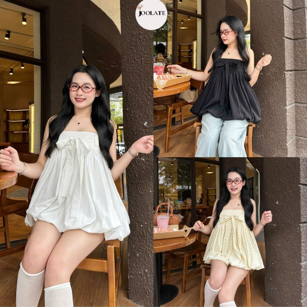 Áo Cúp Ngực Quây Phồng Thắt Nơ – Áo Bí Cúp Ngực Tôn Dáng Sexy Ngọt Ngào Mặc Đi Chơi Du Lịch Mùa Hè Joolate 521