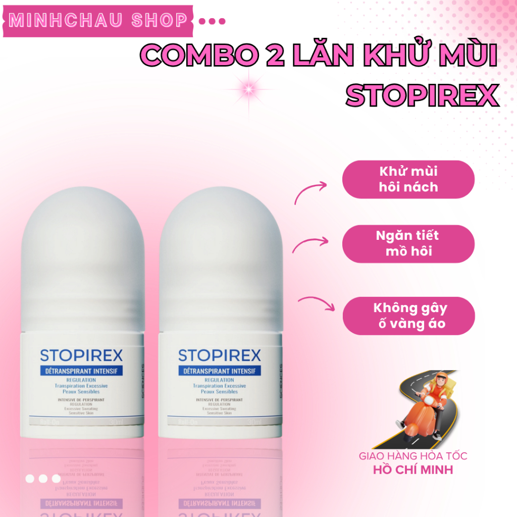 Combo 2 Lọ STOPIREX Lăn Khử Mùi & Ngăn Tiết Mồ Hôi Chuyên Sâu Dành Cho Nam Và Nữ (30ml)