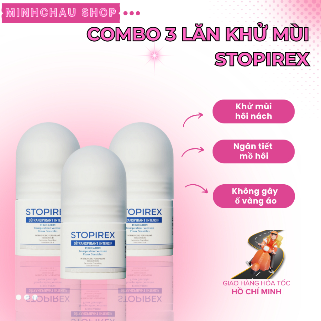 COMBO 3 Lọ STOPIREX, Lăn Khử Mùi & Ngăn Tiết Mồ Hôi Chuyên Sâu, Dành Cho Nam Và Nữ (30ml)