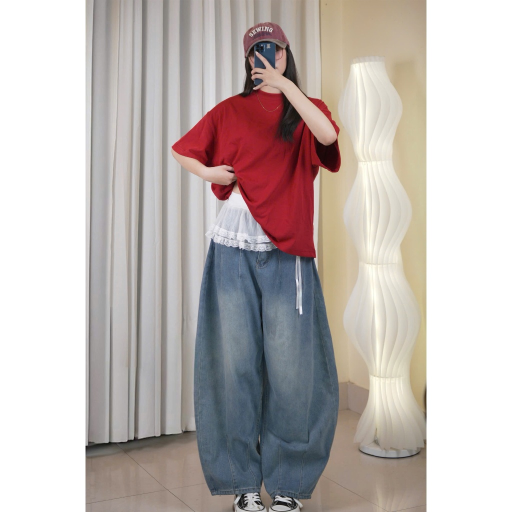Quần Jean Ống Rộng Baggy Nữ Lưng Cao – Quần Bò Form Thùng Streetwear Unisex, Ống Suông Rộng Che Khuyết Điểm Trendy