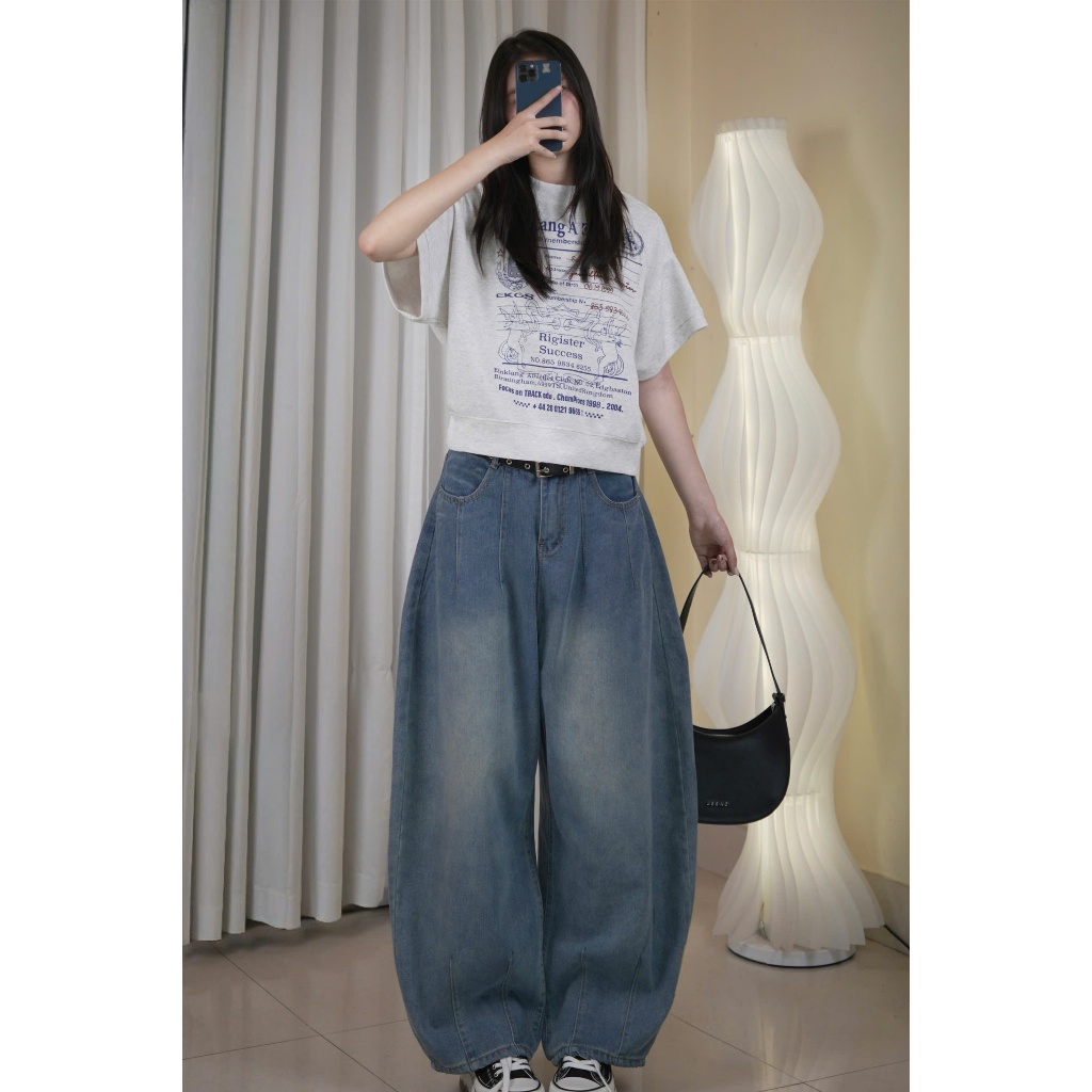 Quần Jean Ống Rộng Baggy Nữ Lưng Cao – Quần Bò Form Thùng Streetwear Unisex, Ống Suông Rộng Che Khuyết Điểm Trendy