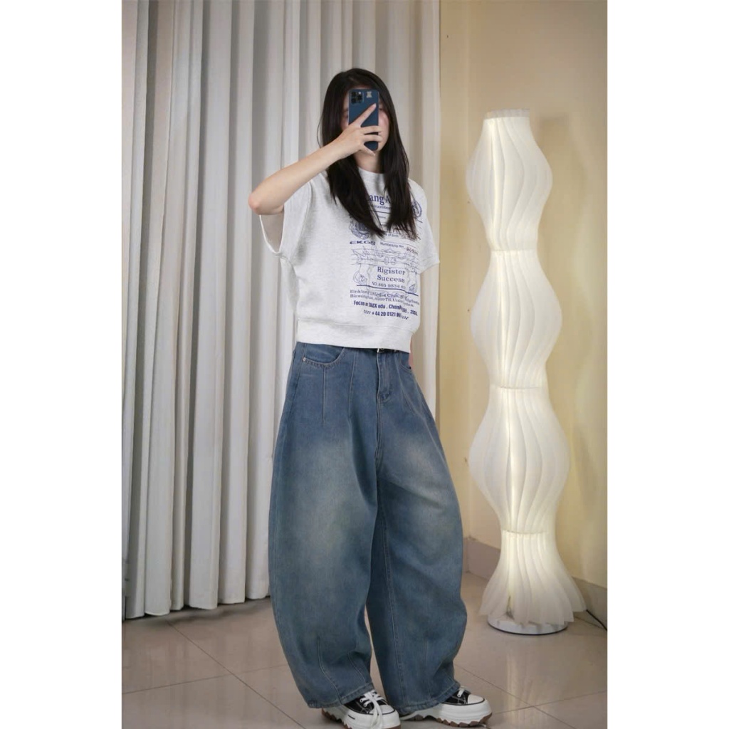 Quần Jean Ống Rộng Baggy Nữ Lưng Cao – Quần Bò Form Thùng Streetwear Unisex, Ống Suông Rộng Che Khuyết Điểm Trendy