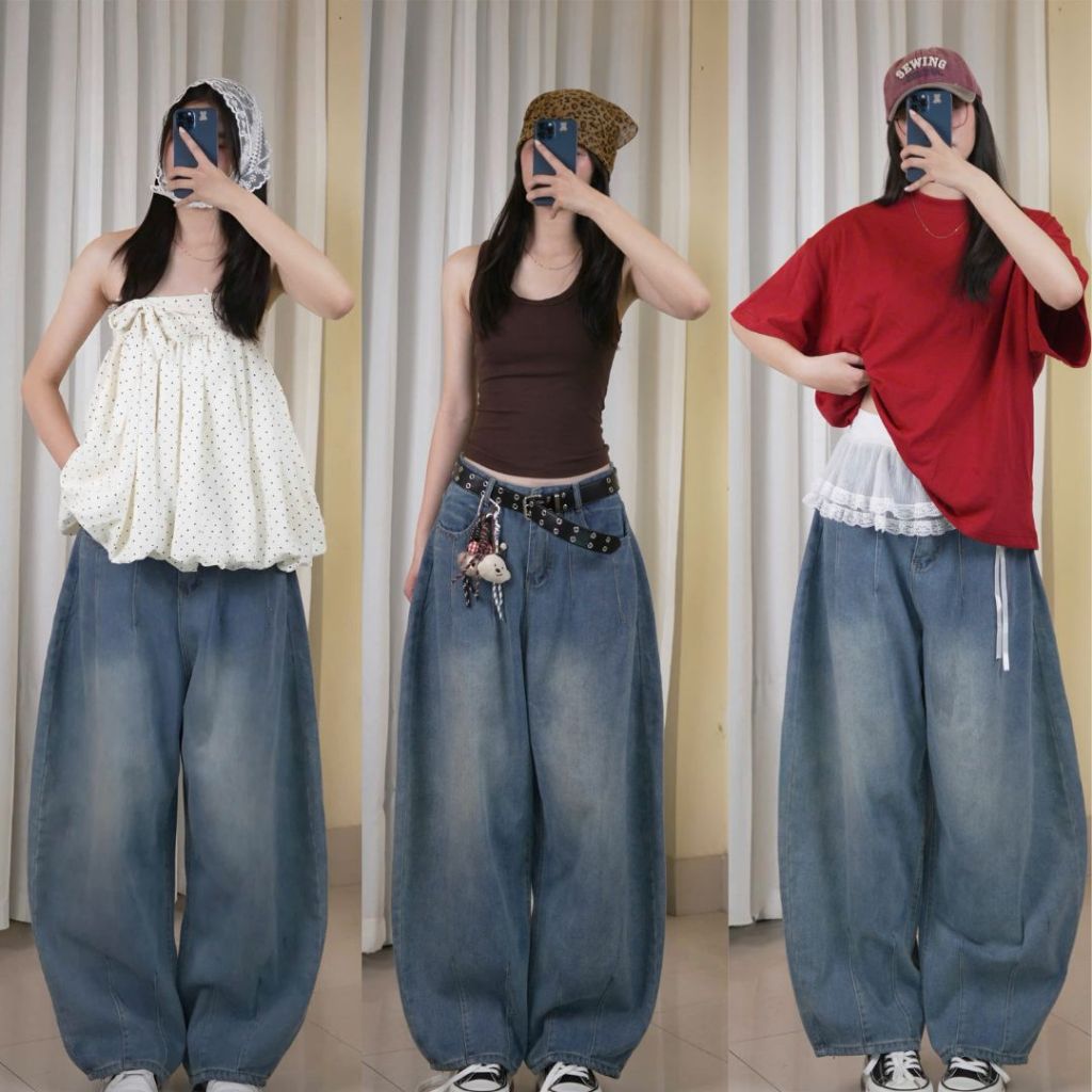 Quần Jean Ống Rộng Baggy Nữ Lưng Cao – Quần Bò Form Thùng Streetwear Unisex, Ống Suông Rộng Che Khuyết Điểm Trendy