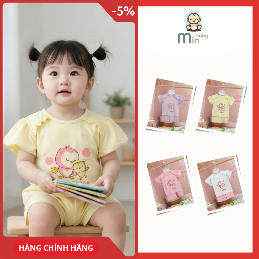 Bộ Cộc Tay Bí Ngô Bé Gái Anminaza Chất Vải Tre Petit Mềm Mại Thoáng Mát - Hàng Chính Hãng AMIA0514