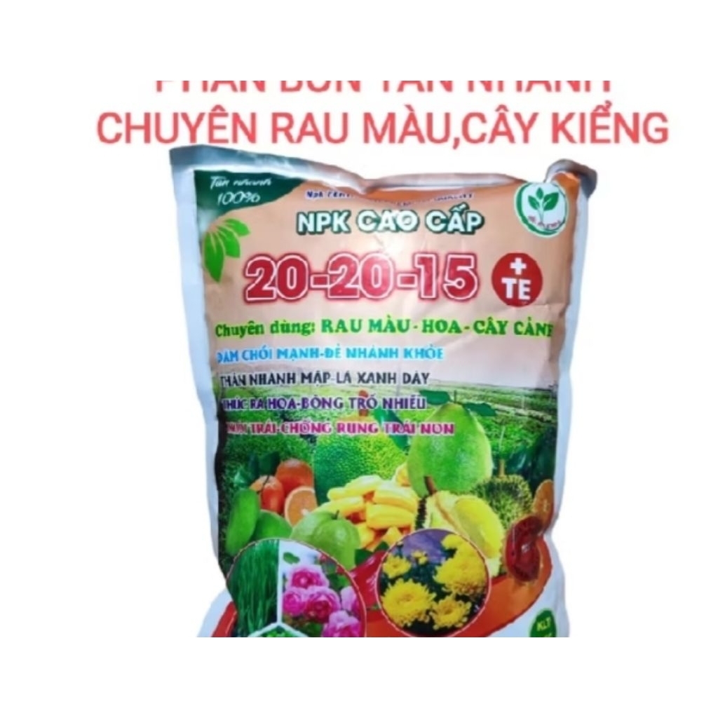 (200g) Phân Bón Vô Cơ NPK 20-20-15 +Tế  Bổ Sung Vi Lượng Cu, Fe,...Dưỡng Lá, Nuôi Trái, Rễ Khoẻ Dùng Cho Rau Củ Quả,..