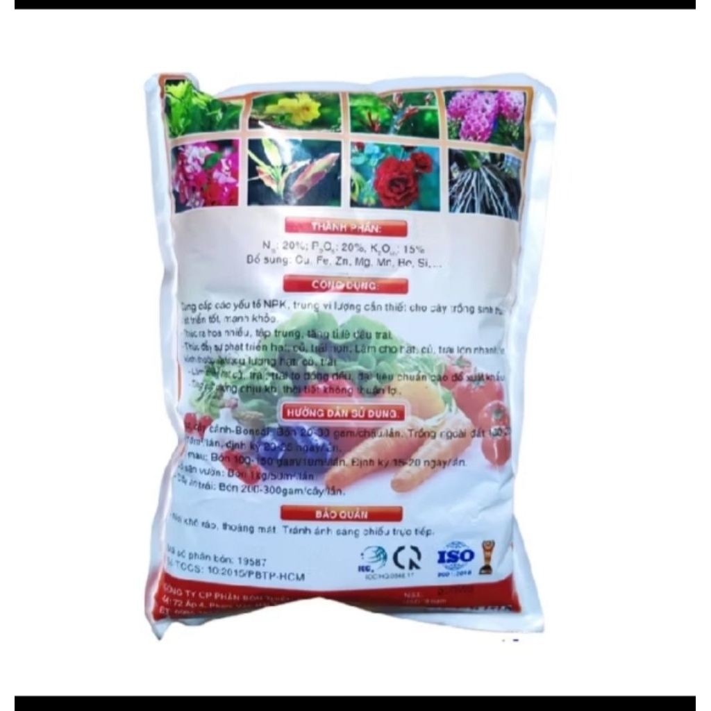 (200g) Phân Bón Vô Cơ NPK 20-20-15 +Tế  Bổ Sung Vi Lượng Cu, Fe,...Dưỡng Lá, Nuôi Trái, Rễ Khoẻ Dùng Cho Rau Củ Quả,..