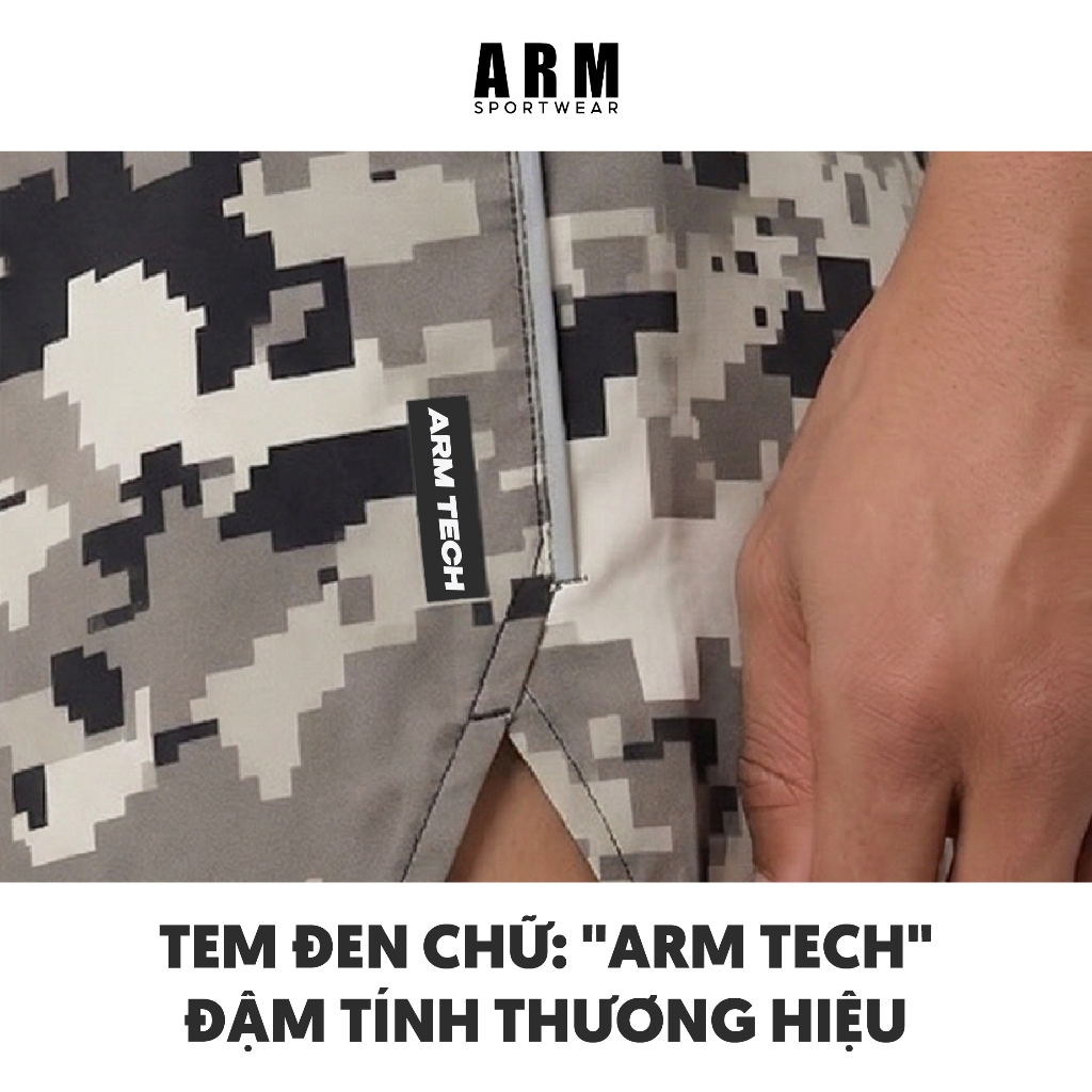 Quần Đùi Nam Thể Thao ARM TECH PIXEL chất vải siêu nhẹ, co giãn, nhanh khô vận động thoải mái
