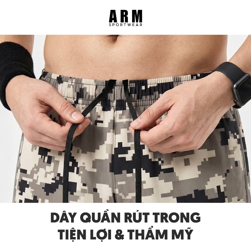 Quần Đùi Nam Thể Thao ARM TECH PIXEL chất vải siêu nhẹ, co giãn, nhanh khô vận động thoải mái