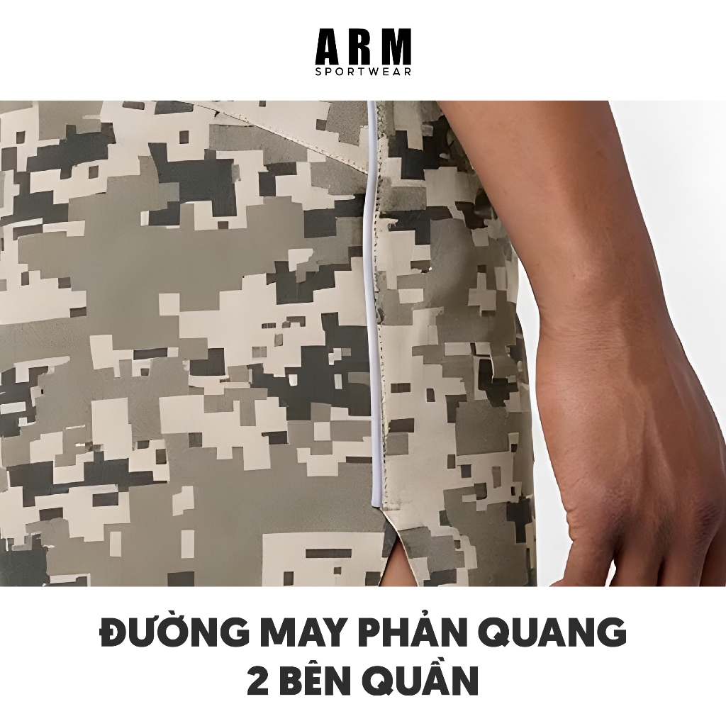 Quần Đùi Nam Thể Thao ARM TECH PIXEL chất vải siêu nhẹ, co giãn, nhanh khô vận động thoải mái