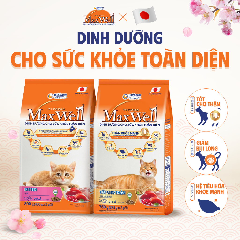Hạt Cho Mèo Maxwell Hạt Tiết Niệu, Tốt Cho Thận Cân Bằng Dinh Dưỡng Dành Cho Mèo Mọi Lứa Tuổi