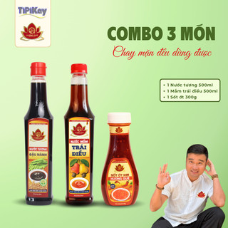 Combo 1 Nước Tương 500ml + 1 Nước Mắm Trái Điều 500ml + 1 Sốt Ớt Rim 300g - TiPiKay Shop