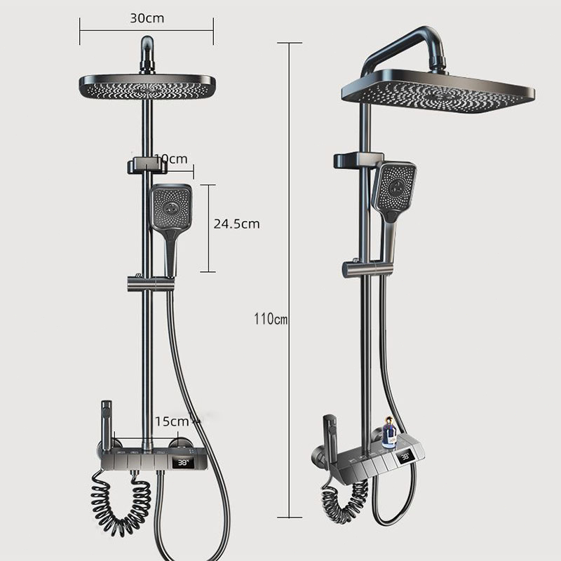 Bộ sen cây tắm đứng phím đàn có LED hiển thị nhiệt độ nóng lạnh sang trọng 4chế độ thoát nước áp phòng tắmBảo hành 2 năm