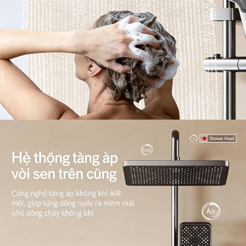 Bộ sen cây tắm đứng phím đàn có LED hiển thị nhiệt độ nóng lạnh sang trọng 4chế độ thoát nước áp phòng tắmBảo hành 2 năm