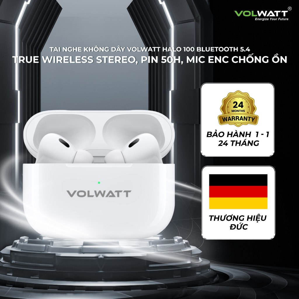 Tai Nghe Không Dây VOLWATT Halo 100 Bluetooth 5.4 True Wireless Stereo ...