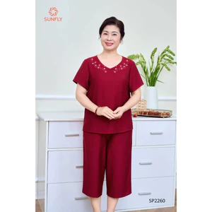 SP2260 Đồ bộ mặc nhà nữ linen áo cộc quần ngố