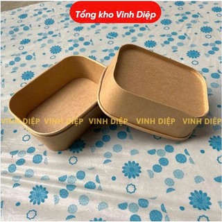 50 tô giấy Kraft chữ nhật 750ml kèm nắp pet trong (Tổng kho Vinh Diệp)