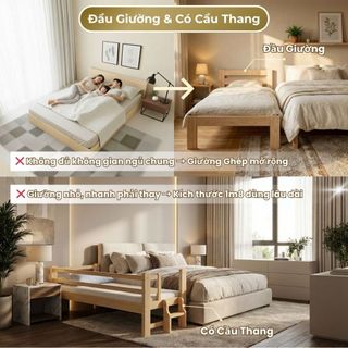 Giường Ngủ Cho Bé 1m8 Thanh Chắn | Giường Ghép Mở Rộng Cho Bé Ngủ Chung Bố Mẹ, Lắp Ráp