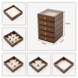 Hộp Đựng Trang Sức 5 Tầng Gỗ Óc Chó Lót Nhung Sang Trọng, Bảo Quản Trang Sức Chống Trầy Xước Oxy Hóa, Khay Đựng Phụ Kiện