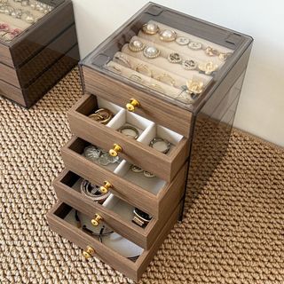 Hộp Đựng Trang Sức 5 Tầng Gỗ Óc Chó Lót Nhung Sang Trọng, Bảo Quản Trang Sức Chống Trầy Xước Oxy Hóa, Khay Đựng Phụ Kiện