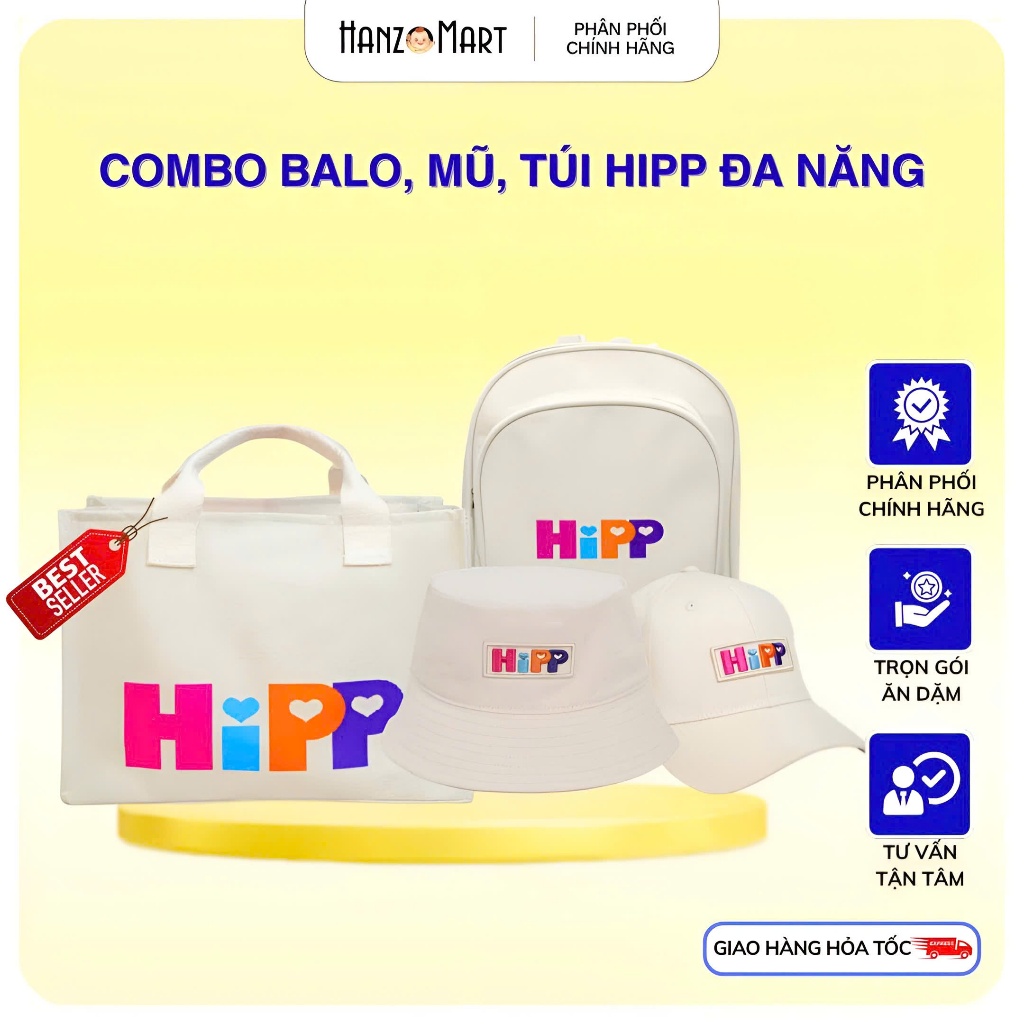 Túi vải HiPP đa năng/áo thun cho mẹ bỉm sữa, có khóa kéo, mang đi làm, đi chơi, đi dã ngoại