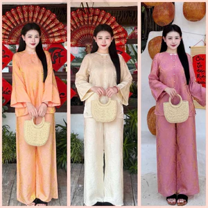 BỘ BÀ BA VẢI LỤA TẰM ÁNH KIM KHUY ĐÁ , Bộ Đồ Truyền Thống Nữ | Đồ Lam an Nhiên