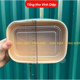 50 tô giấy Kraft chữ nhật 750ml kèm nắp pet trong (Tổng kho Vinh Diệp)