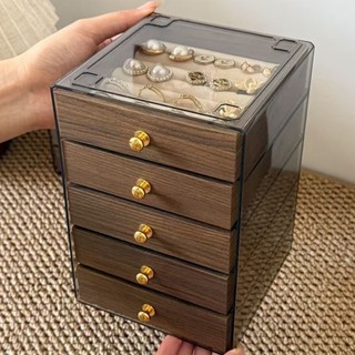 Hộp Đựng Trang Sức 5 Tầng Gỗ Óc Chó Lót Nhung Sang Trọng, Bảo Quản Trang Sức Chống Trầy Xước Oxy Hóa, Khay Đựng Phụ Kiện