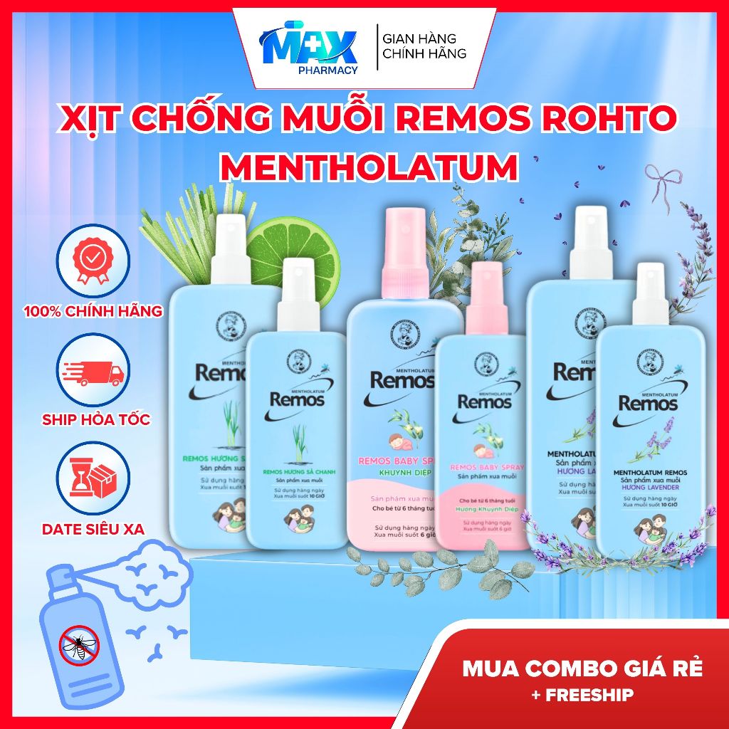 Xịt chống muỗi Remos Rohto Mentholatum Ngăn ngừa muỗi đốt dạng xịt ...