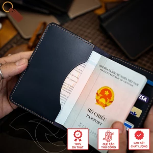 Bao Passport Mino Crafts Có Ngăn Thẻ Da Bò Thật Thiết Kế Gọn Gàng Bền Bỉ