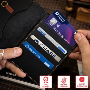 Bao Da Hộ Chiếu Mino Crafts Có Ngăn Thẻ Passport Da Bò Khắc Tên