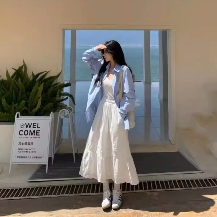 Áo Sơ Mi Nữ Form Rộng Xanh Pastel HAZEE Ulzzang Khoác Ngoài Croptop Xuân Hè Hot Trend