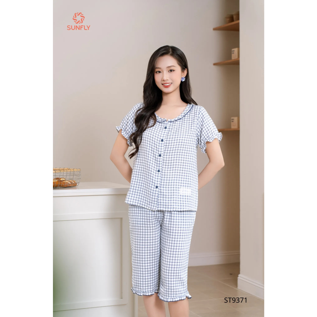 ST9371 Bộ pijama nữ kate áo cộc quần ngố