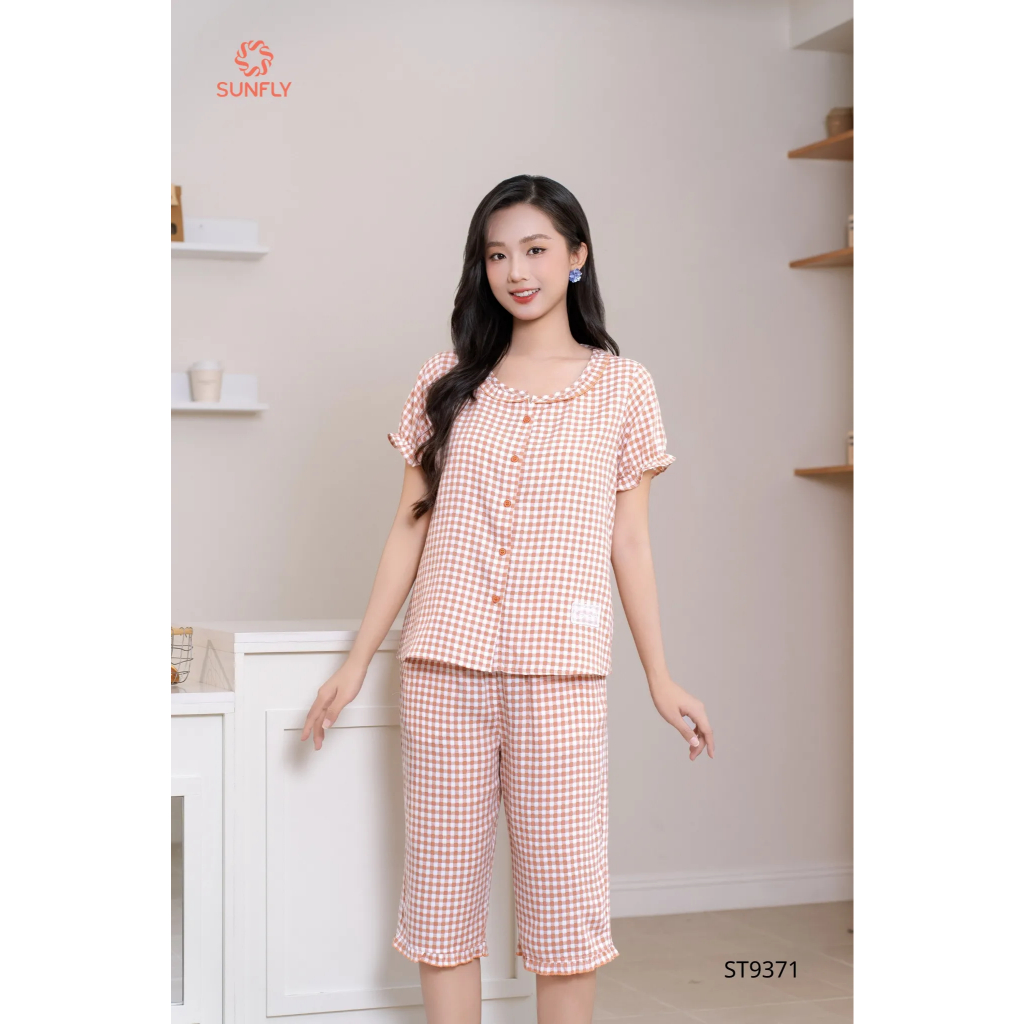 ST9371 Bộ pijama nữ kate áo cộc quần ngố