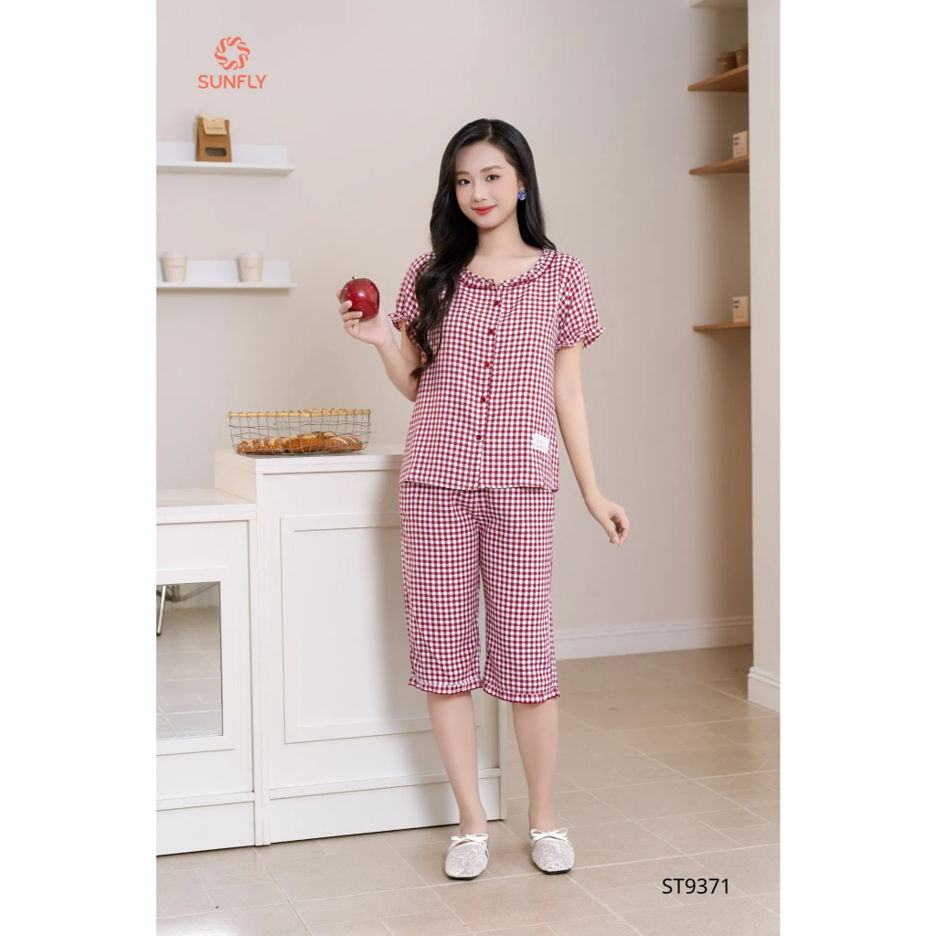 ST9371 Bộ pijama nữ kate áo cộc quần ngố