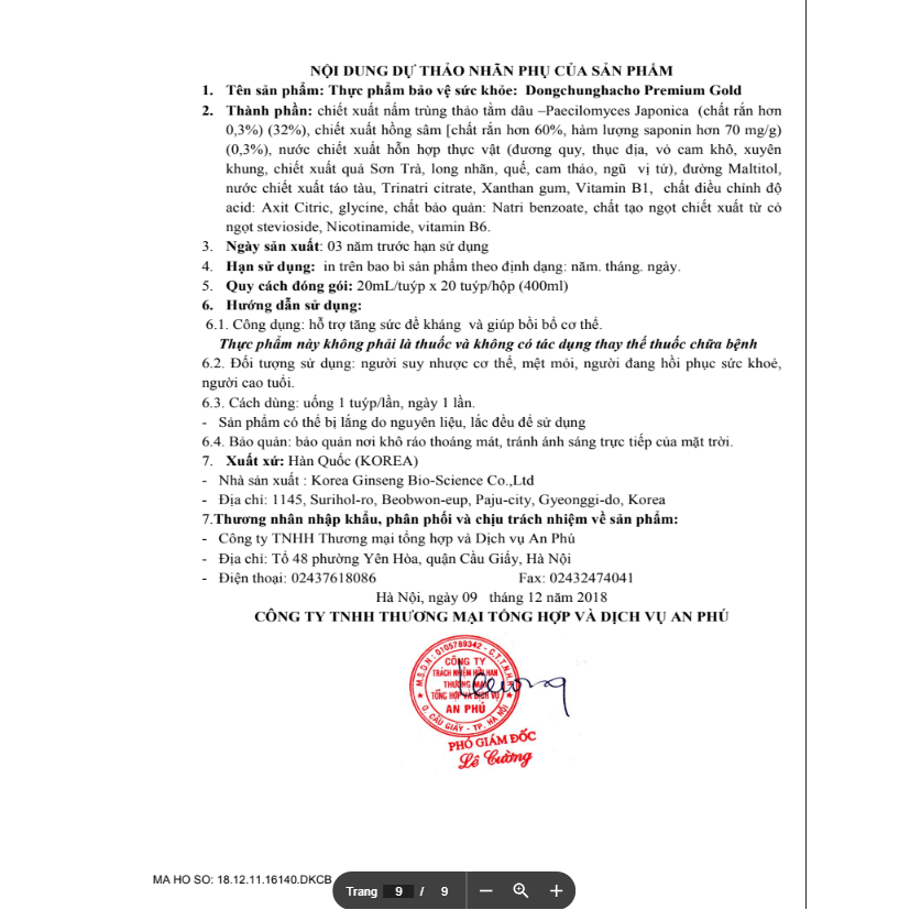 Nước Đông Trùng Hạ Thảo Gold Hàn Quốc Lượng Tiêu 20ml X Hộp 20 Ống ( hàng mới về )