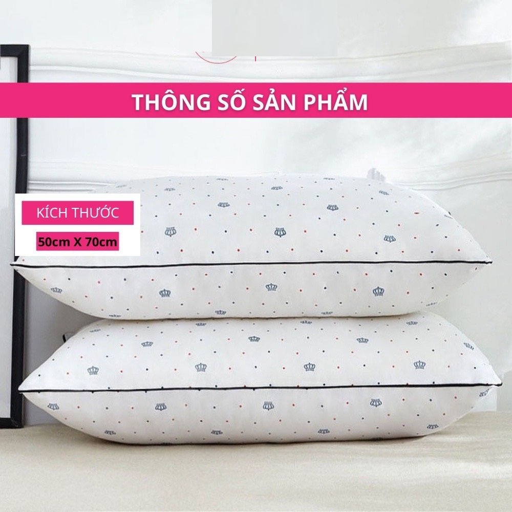 Ruột gối bông gòn cao cấp hoạ tiết vương miện kích thước 45x65cm êm ái nâng niu giấc ngủ mỗi ngày