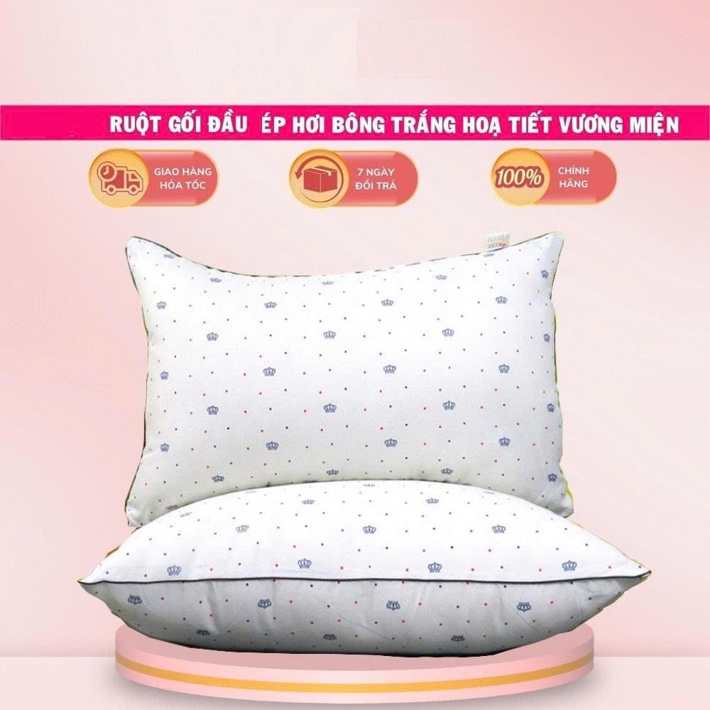 Ruột gối bông gòn cao cấp hoạ tiết vương miện kích thước 45x65cm êm ái nâng niu giấc ngủ mỗi ngày